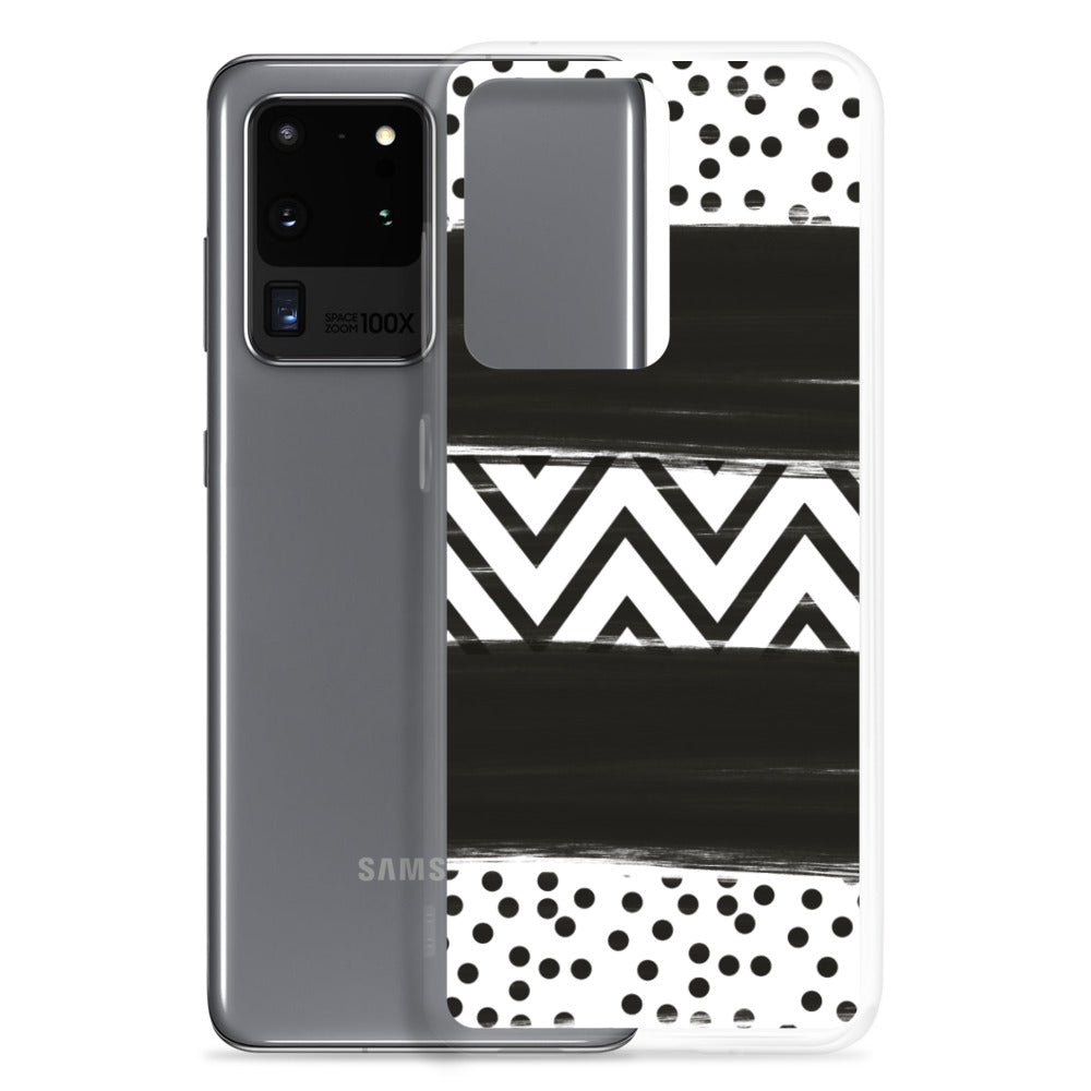 Black & White Chevron and Dots Samsung Case