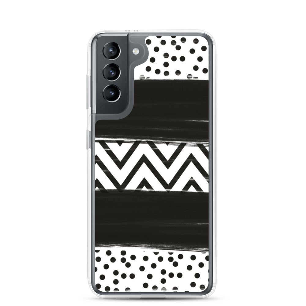 Black & White Chevron and Dots Samsung Case