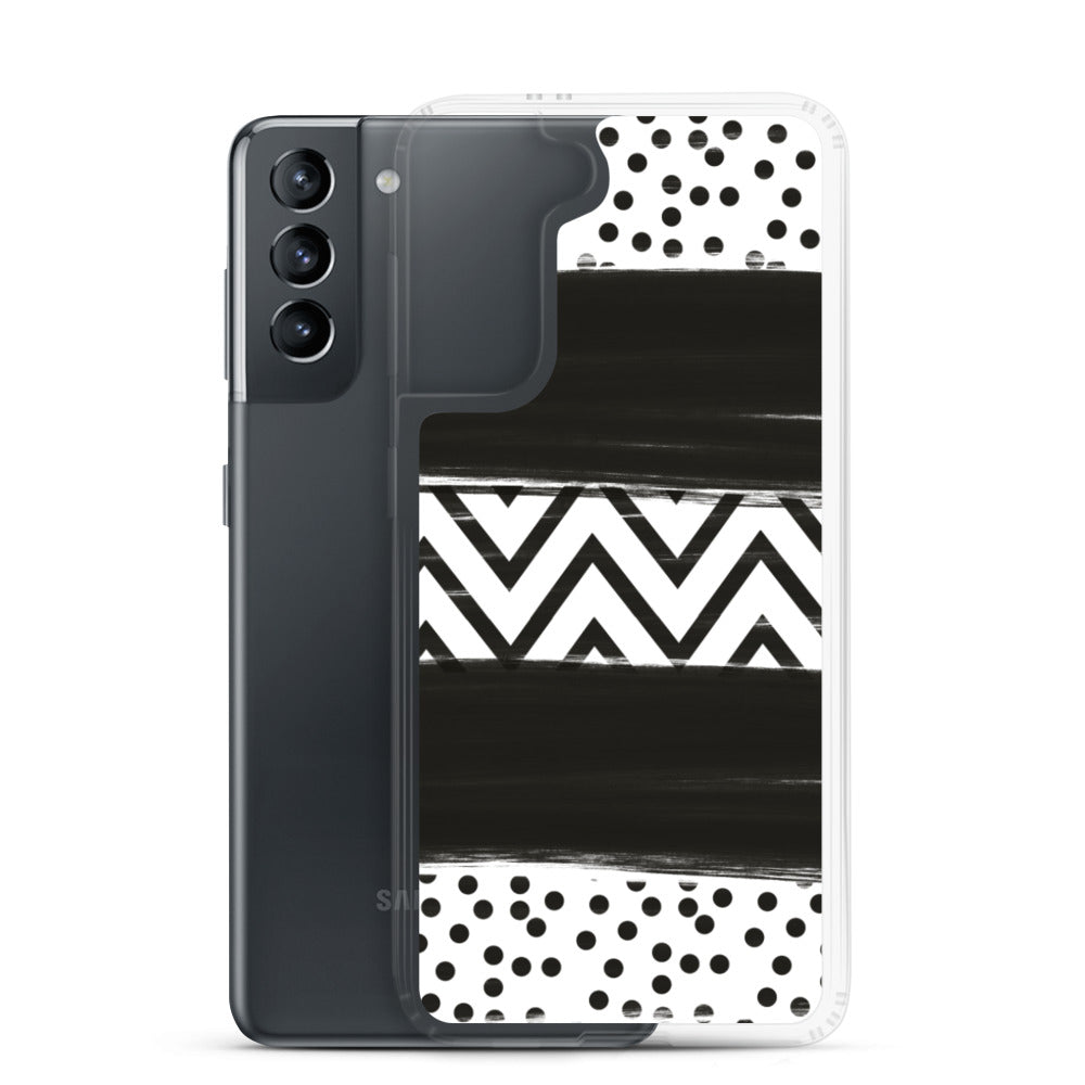 Black & White Chevron and Dots Samsung Case