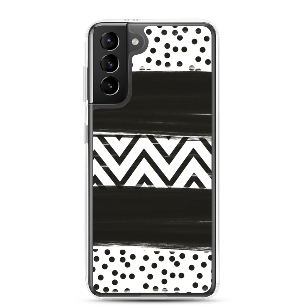 Black & White Chevron and Dots Samsung Case
