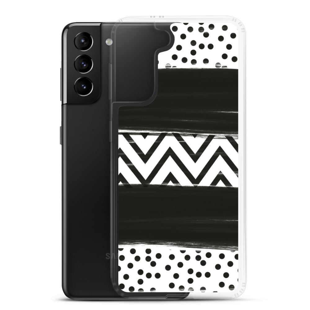 Black & White Chevron and Dots Samsung Case