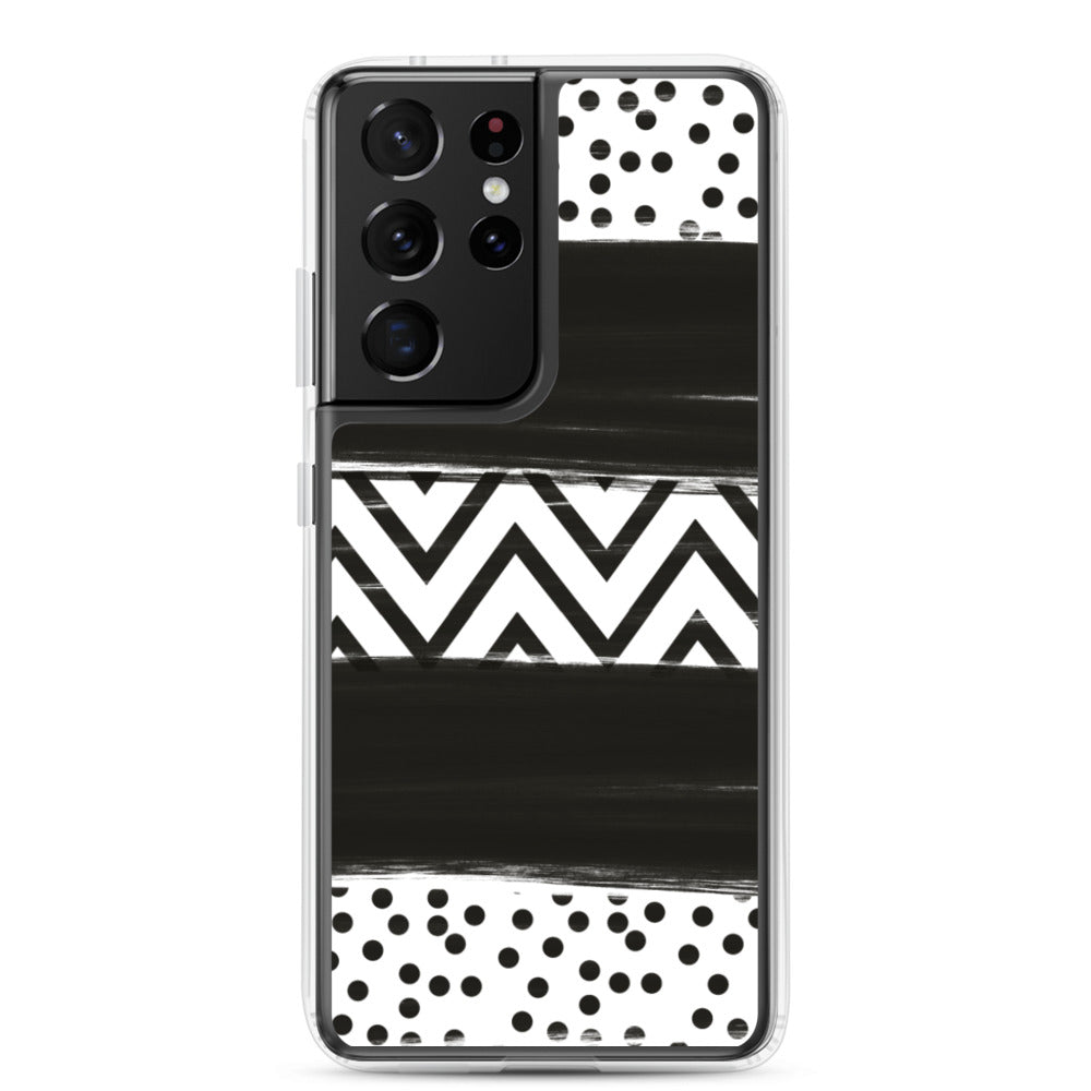 Black & White Chevron and Dots Samsung Case