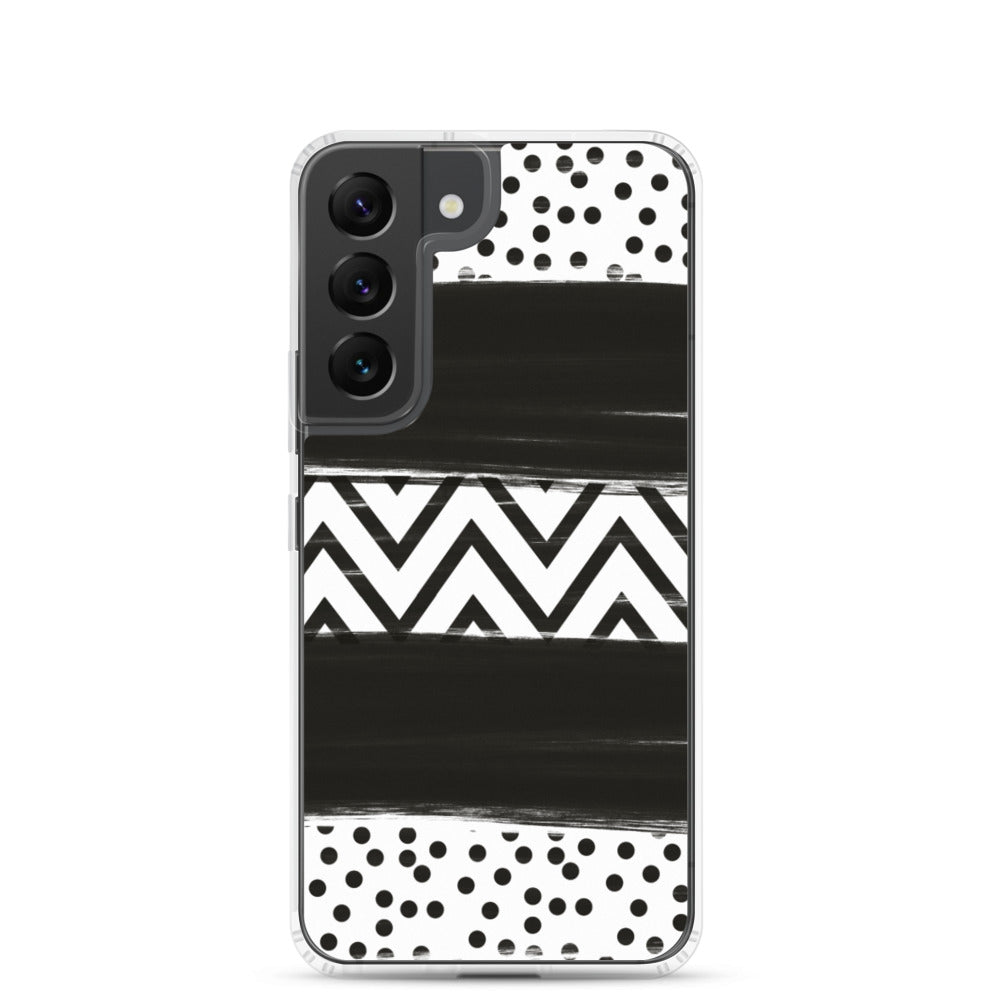 Black & White Chevron and Dots Samsung Case