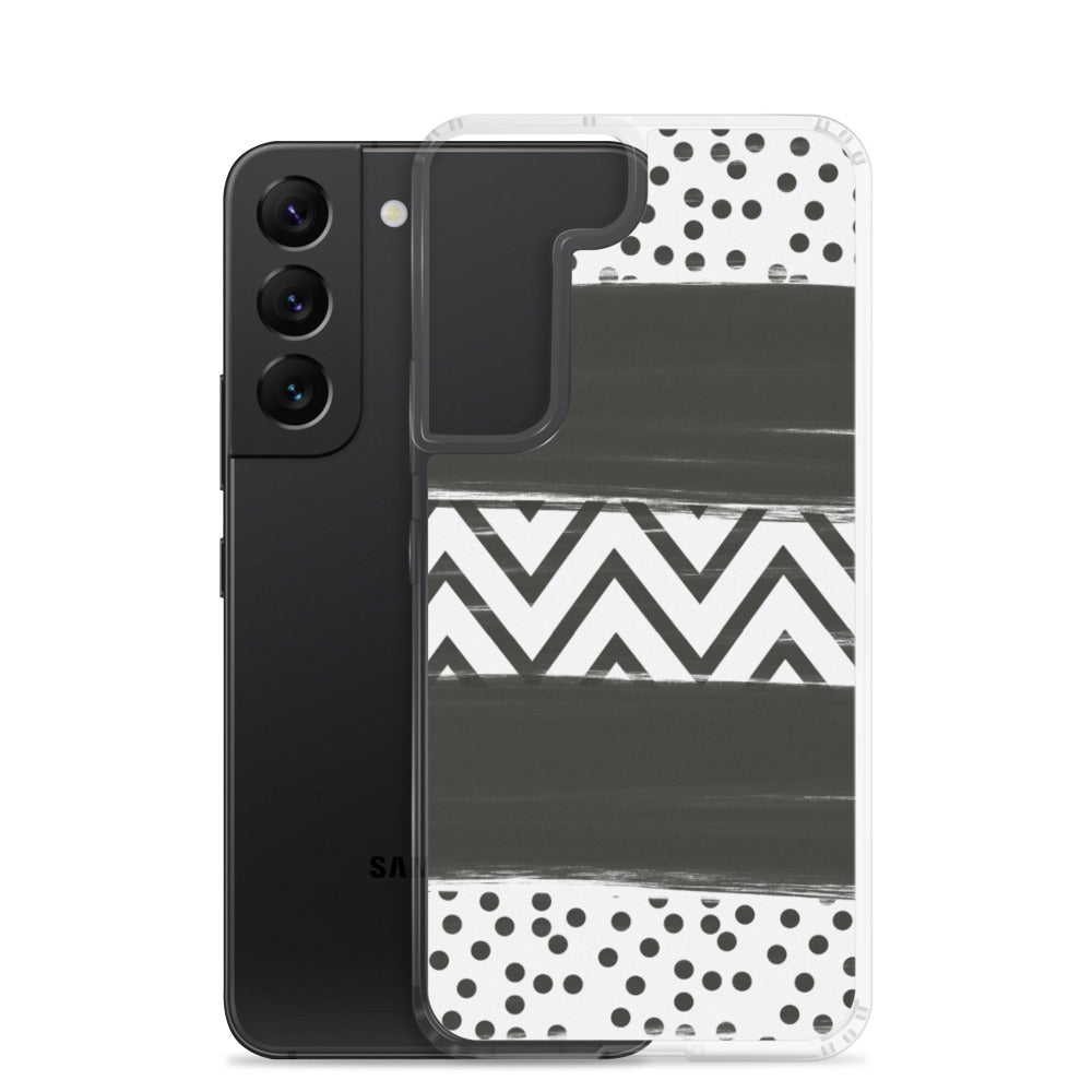 Black & White Chevron and Dots Samsung Case