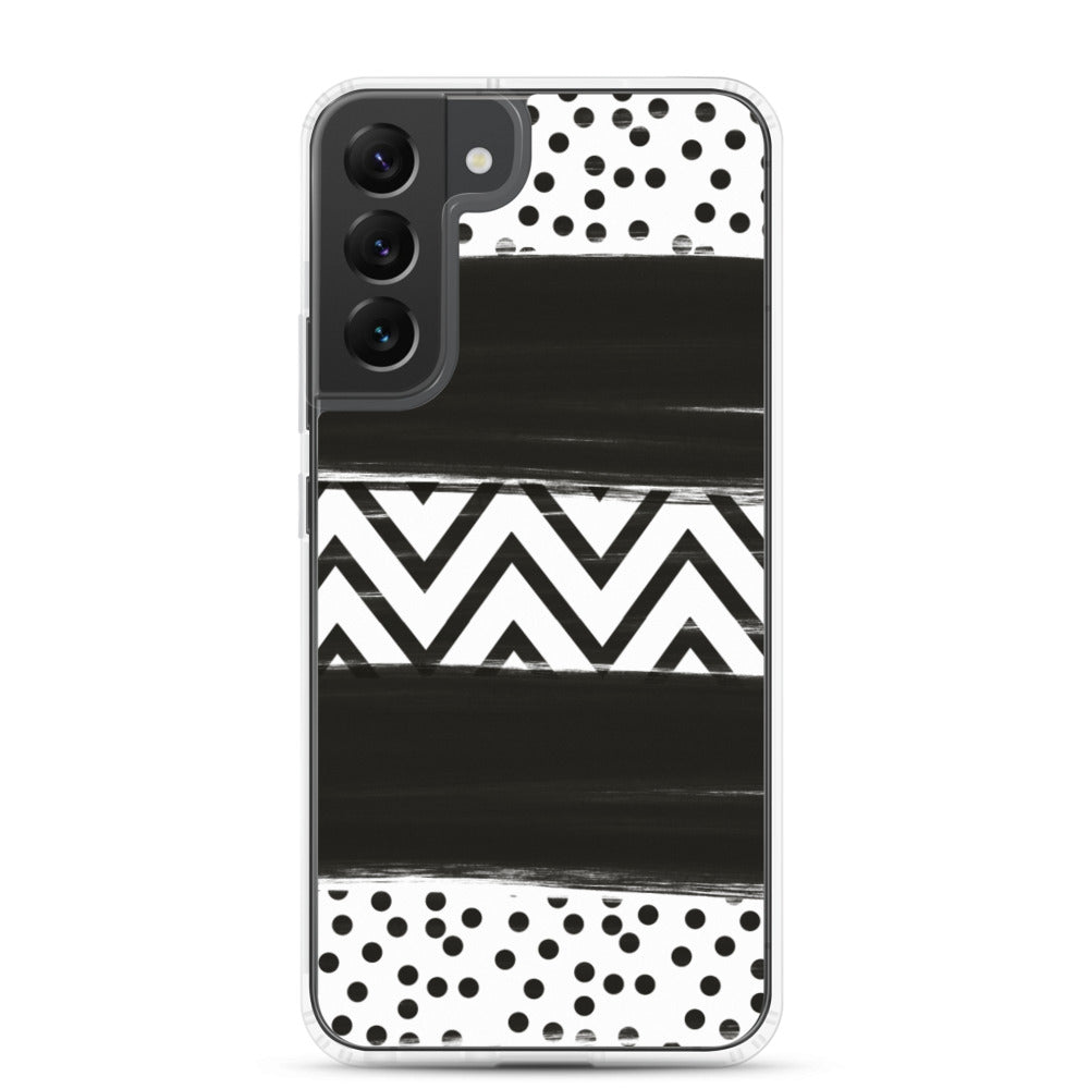 Black & White Chevron and Dots Samsung Case