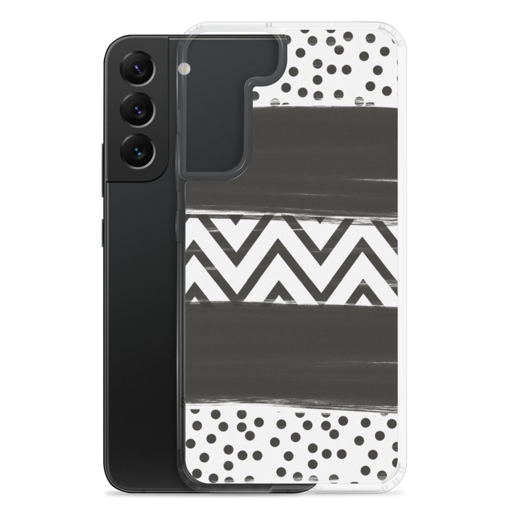 Black & White Chevron and Dots Samsung Case