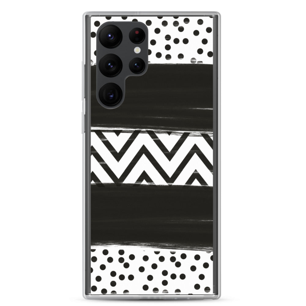Black & White Chevron and Dots Samsung Case