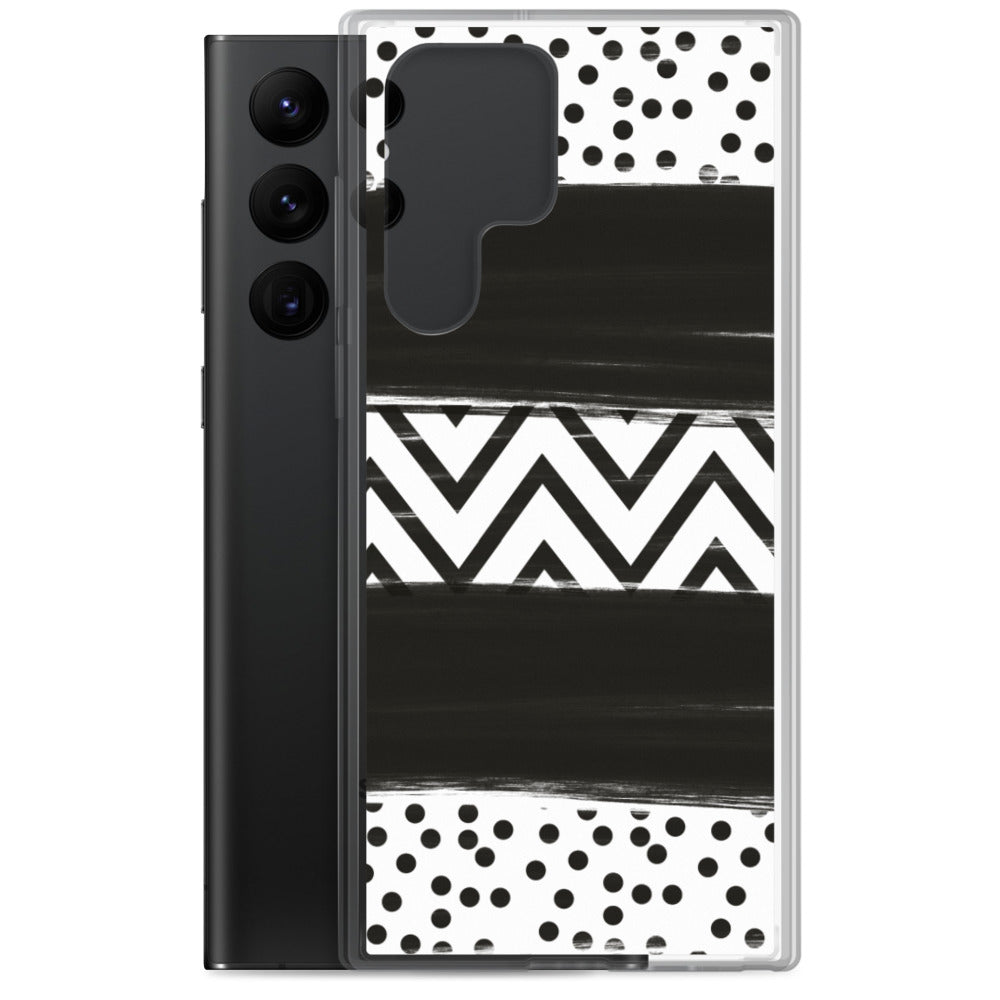 Black & White Chevron and Dots Samsung Case