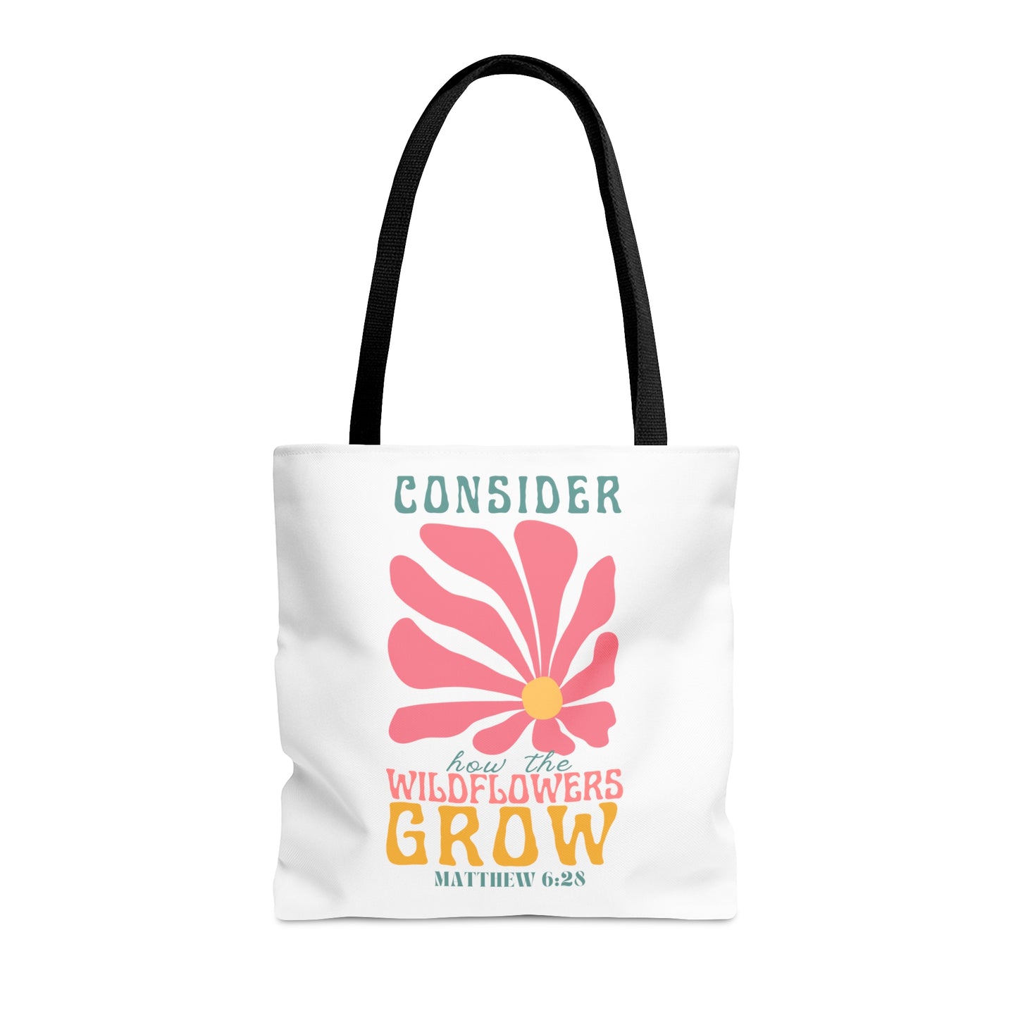 Consider How the Wildflowers Grow- White Retro Tote Bag