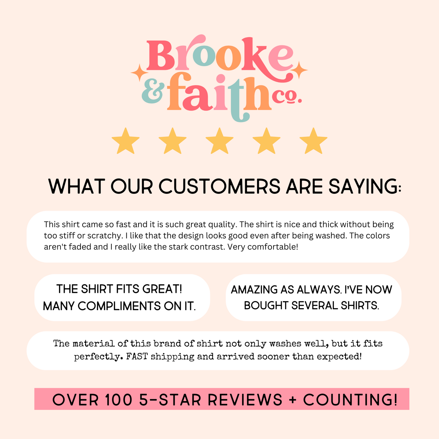 Brooke and Faith Co. customer ratings featuring a handful of happy customer reviews from Brooke and Faith Co. Etsy shop.