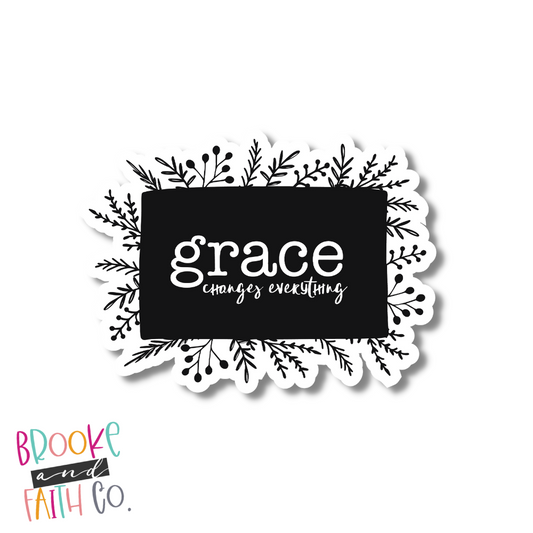 3x2 inch Grace Changes Everything Christian Vinyl Sticker displayed on a white background.