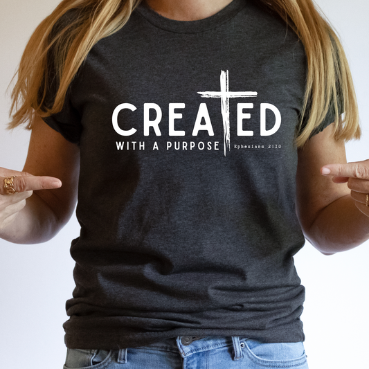 Created With A Purpose- Dark Heather Grey Tshirt