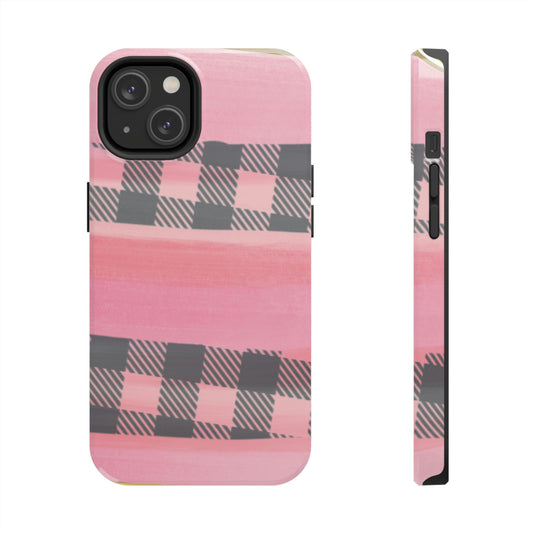 Watercolor Pink & Black Buffalo Plaid Case-Mate iPhone Case