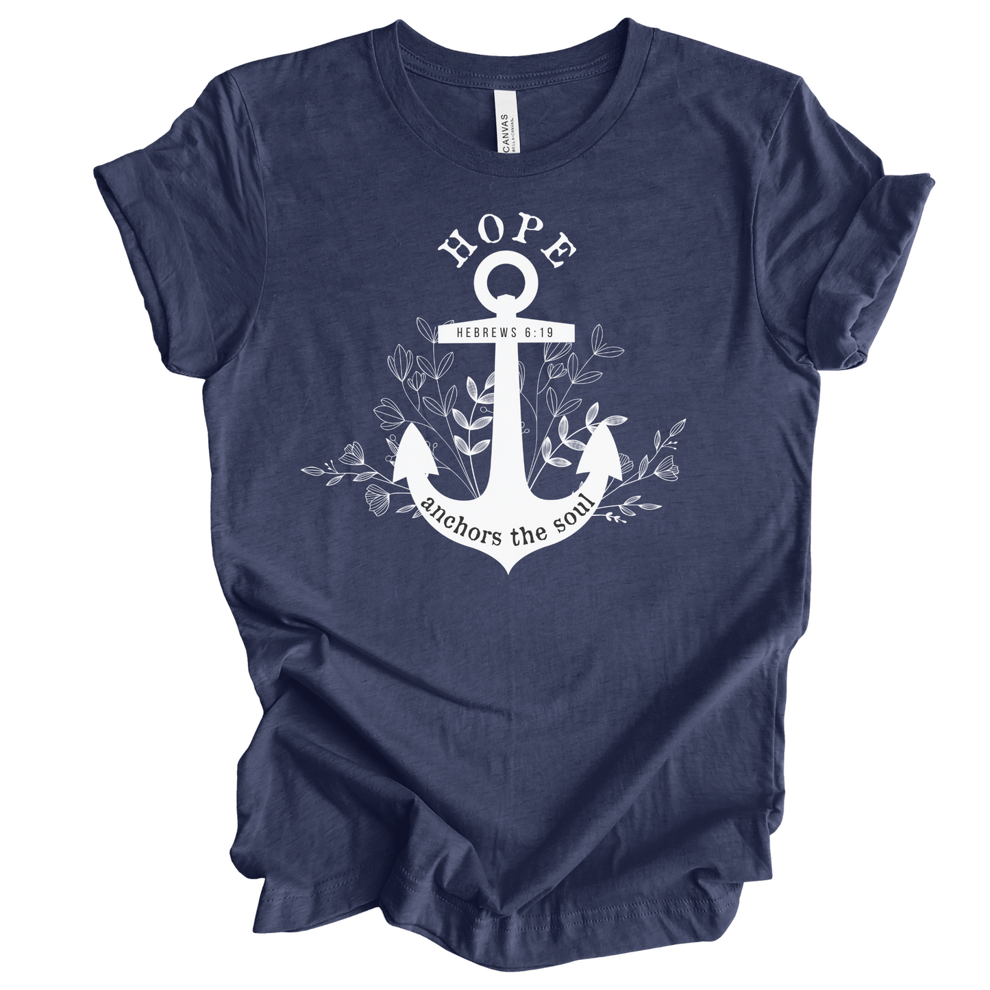 Hope Anchors the Soul- Heather Navy T-Shirt