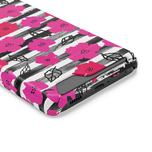 Striped & Pink Floral Samsung Phone Case