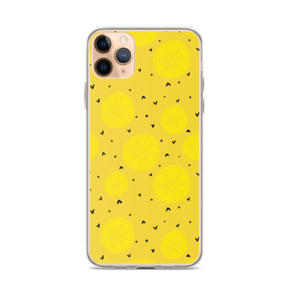Yellow Lemon and Hearts iPhone Case