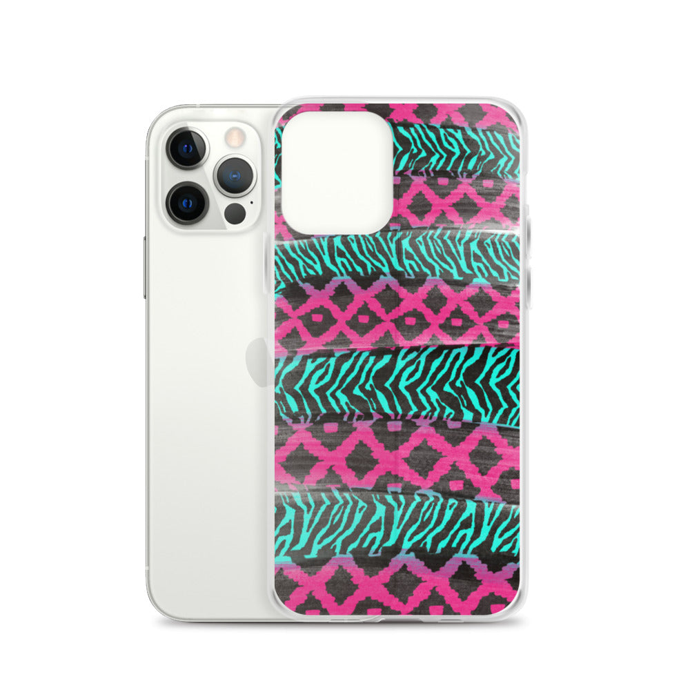 Pink and Teal Patterned iPhone Case
