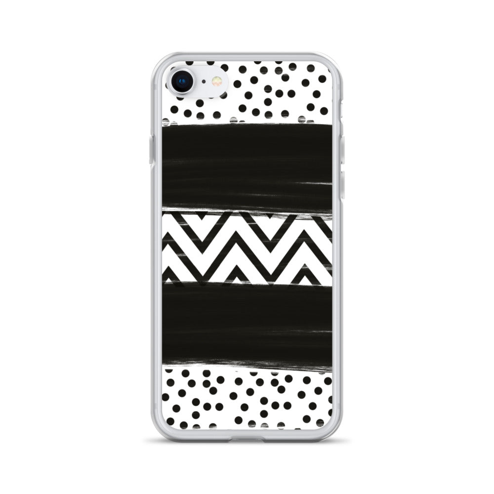 Black & White Chevron and Dots iPhone Case