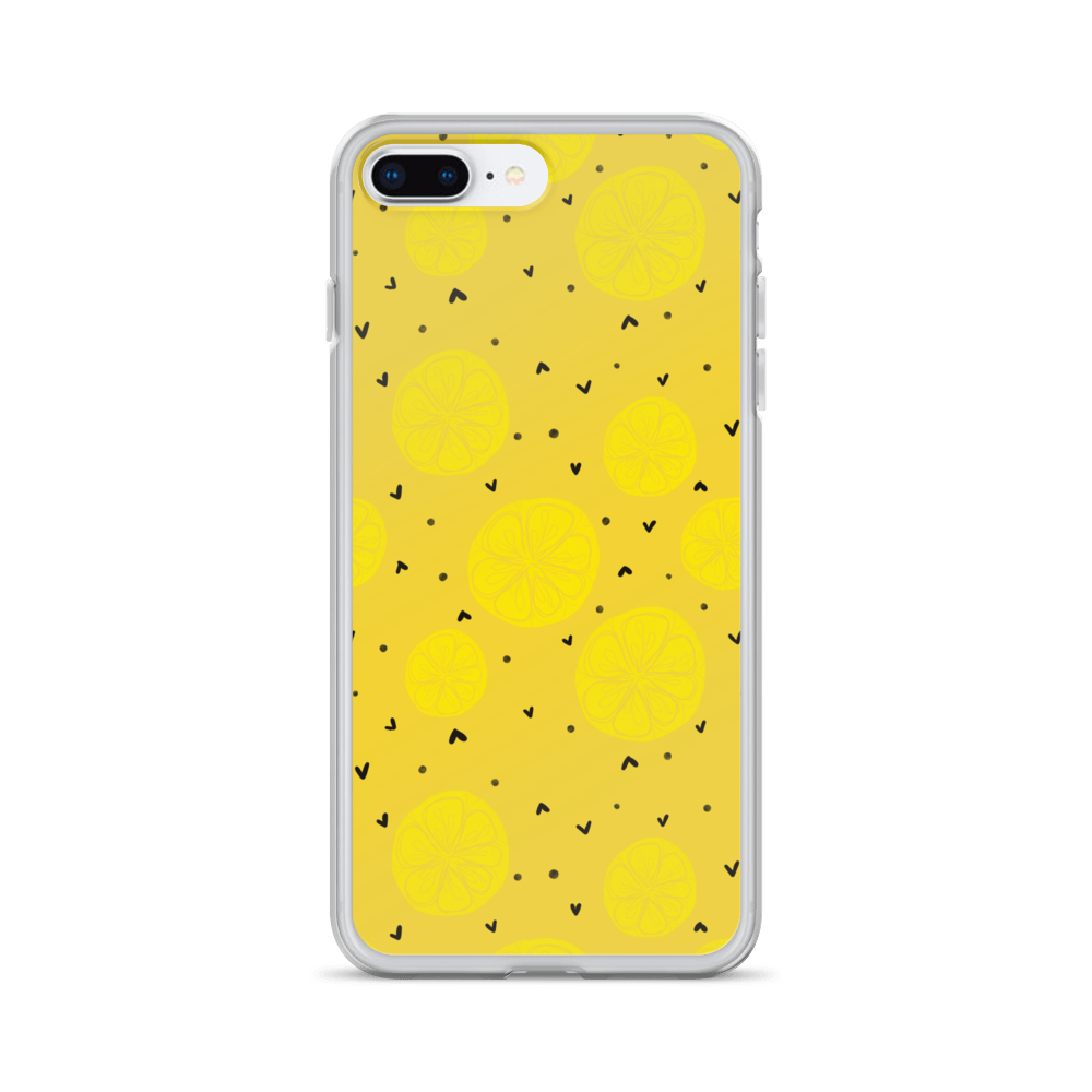 Yellow Lemon and Hearts iPhone Case