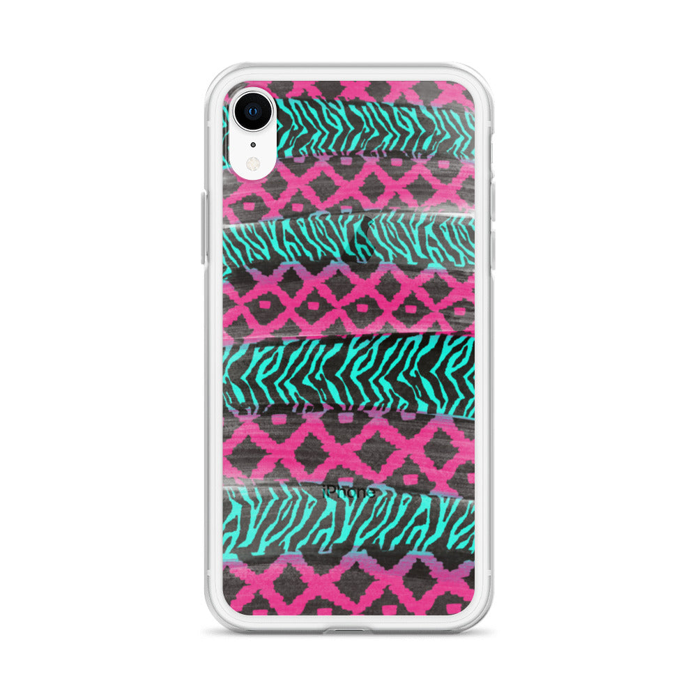Pink and Teal Patterned iPhone Case