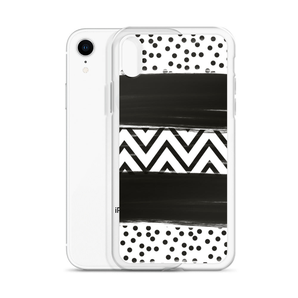 Black & White Chevron and Dots iPhone Case